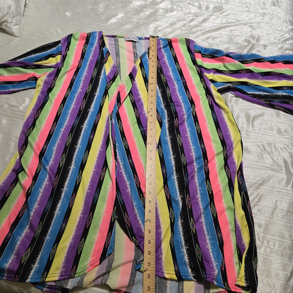 Colorful Striped Kimono Cardigan Size L NWOT.Never Worn! - Picture 7 of 8